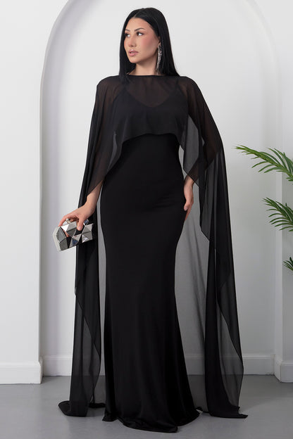 Robe Sandy élégante à bretelles, col châle montant