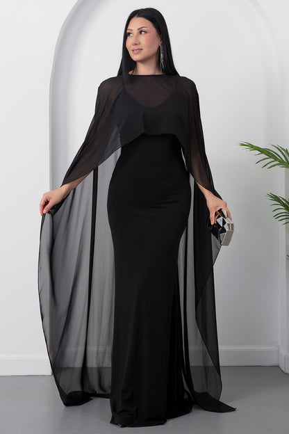 Robe Sandy élégante à bretelles, col châle montant