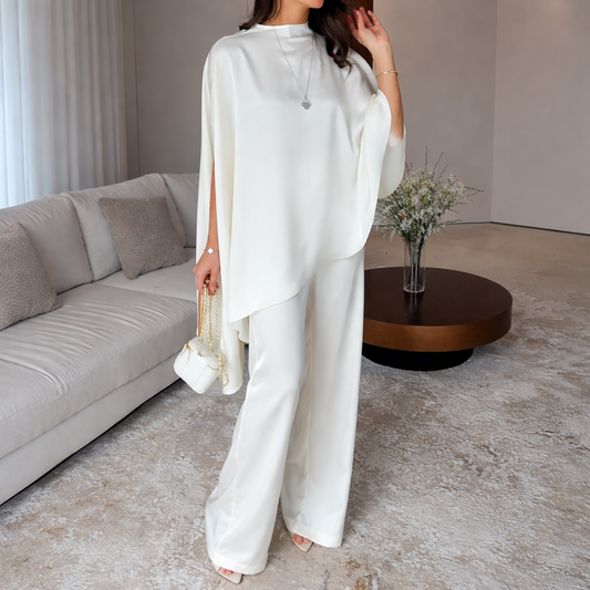 Cape satin et pantalon large