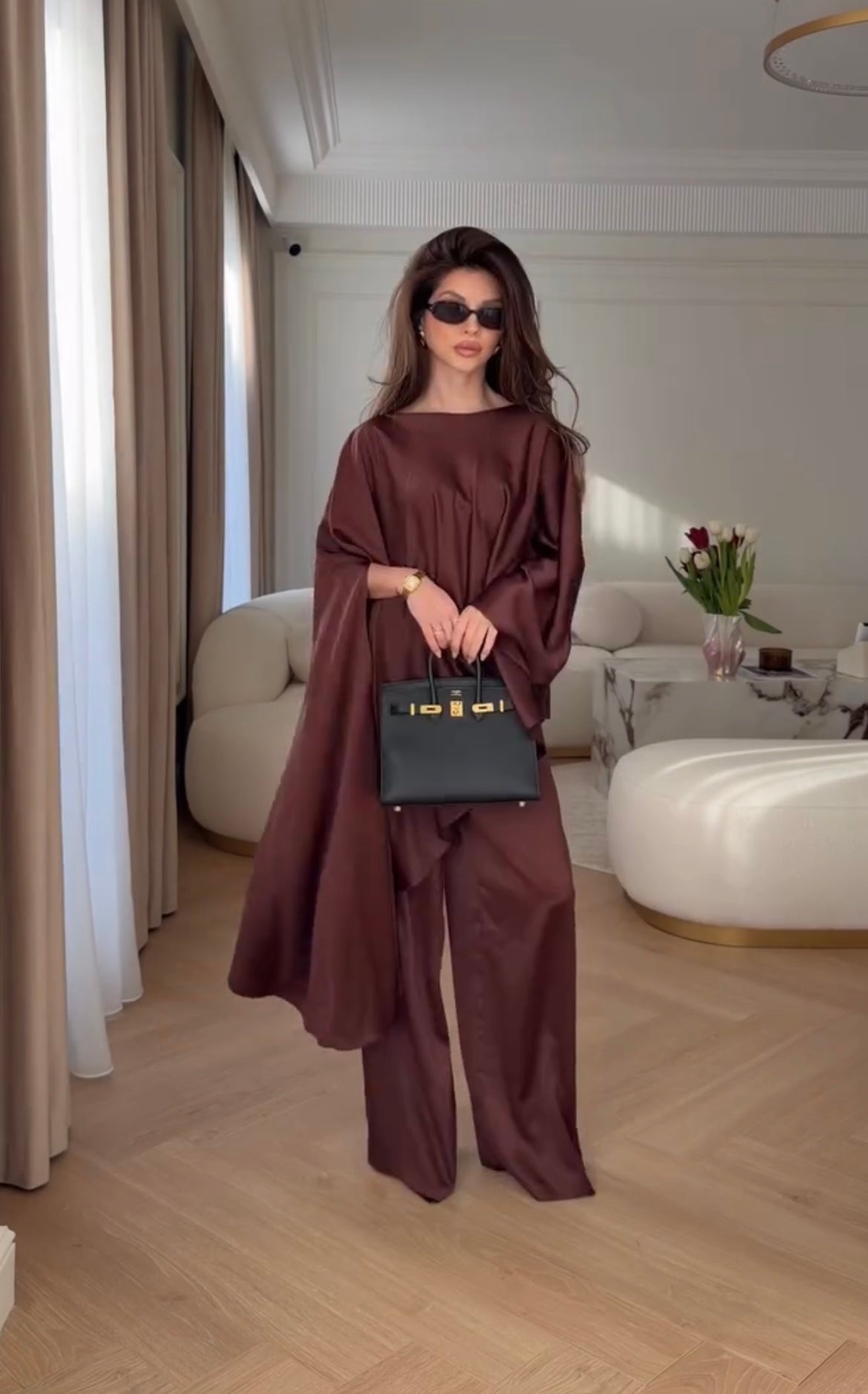 Ensemble Satin - marron