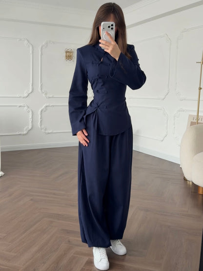 fitted linen suit
