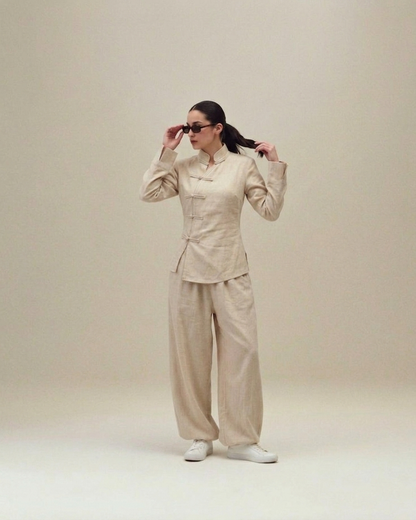 Ensemble en lin au style asiatique